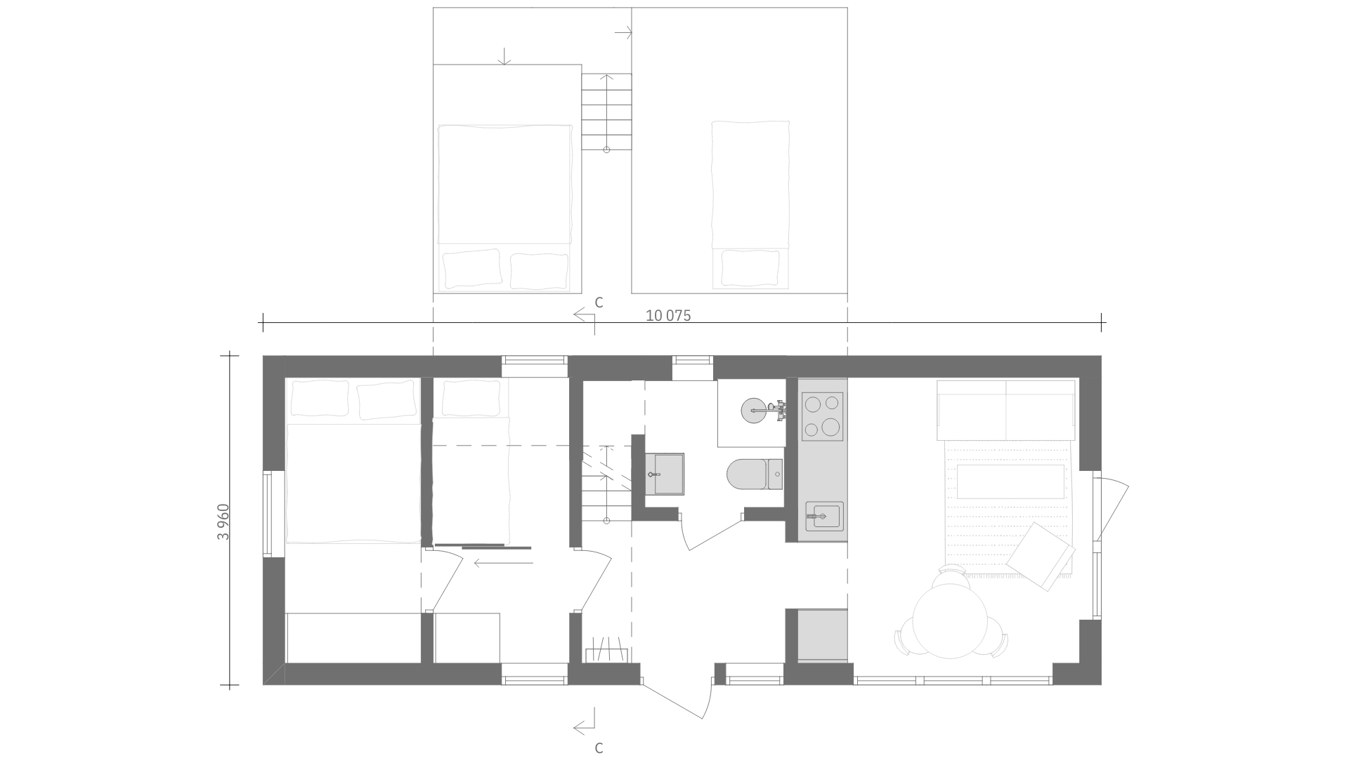 Planlösning Family 1 40 kvm Ståloft