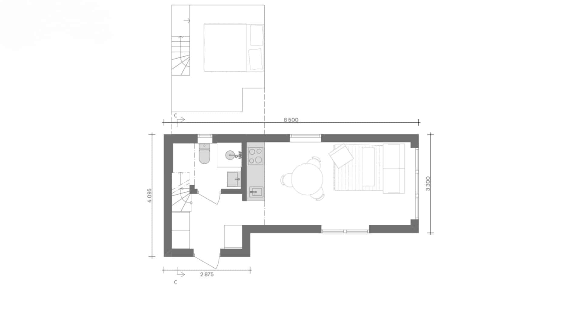 Planlösning attefallshus i fjällen